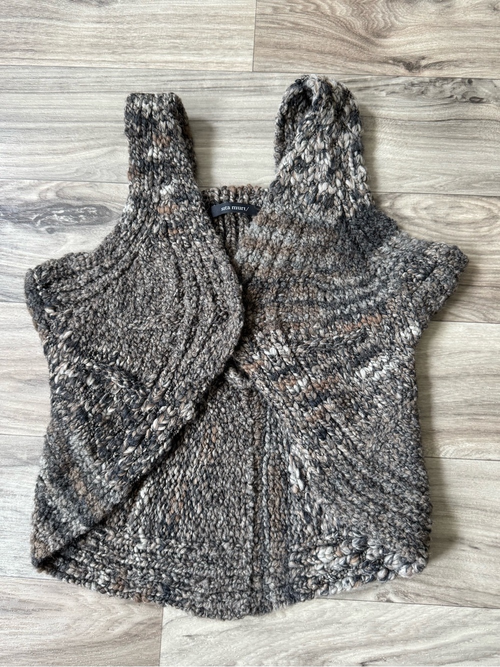 Sita Murt Chunky Textured Knit Open Front Vest Size 40 US Medium
